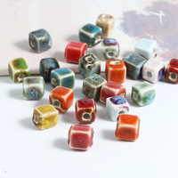 Manik-manik Kubus Keramik Berlapis 8mm Buatan Tangan Retro Vintage Manik-manik Longgar Persegi untuk Pembuatan Perhiasan DIY Kalung Gelang Grosir OEM Massal