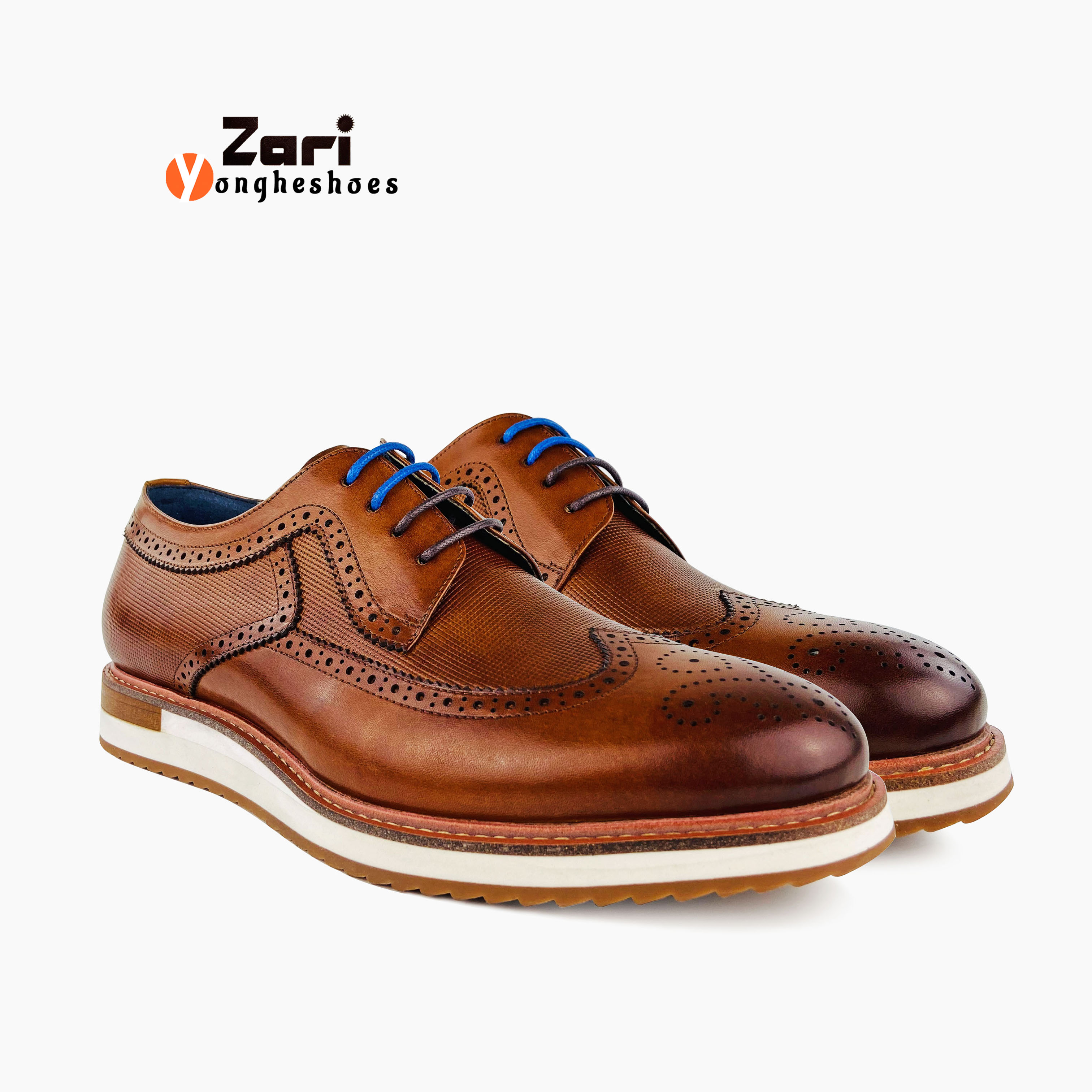 Zari Men's Casual Dress Shoes Leather Pehuea Shoes Oxford Style Formal Dress Genuine Leather Walking Style Shoes