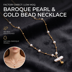 <span class=keywords><strong>Collier</strong></span> Croix en Perle Naturelle et Aigue-marine 2026, Plaqué Or 18K, Acier Inoxydable Anti-ternissement, Esthétique, Vente en Gros pour Femmes - Product Image 1