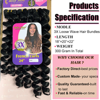 BELEZA Lot de 3 mèches synthétiques ondulées bouclées, extensions de cheveux chinois de 124 pouces, douces et rebondissantes, pour femmes noires