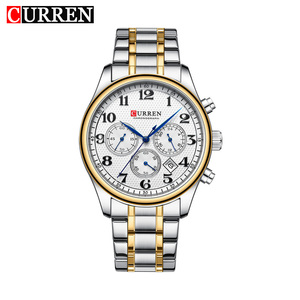 Montres à quartz de luxe décontractées CURREN 8466 pour homme, affichage double calendrier et semaine, montre en acier inoxydable pour affaires - Product Image 1