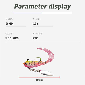 Esca Artificiale Morbida <span class=keywords><strong>da</strong></span> 60mm 6.8g con Paillettes Rotanti e Coda con Amo per la <span class=keywords><strong>Pesca</strong></span> a Spinning - Vendita all'Ingrosso - Product Image 3