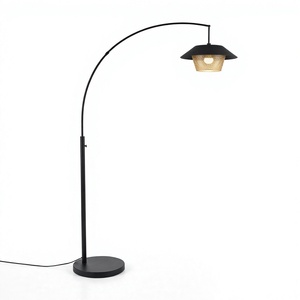 Lámpara de Pie Minimalista de Metal con Pantalla Negra en Forma de Domo, Base E27, LED Blanco Cálido 2700K, Altura Ajustable, Uso Residencial, Lumetal Vietnam - Product Image 1