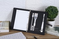 Carnet de notes en cuir 2026 avec reliure cousue, batterie externe, chargeur sans fil, clé USB 8 Go et lampe de lecture intégrée pour articles souvenirs
