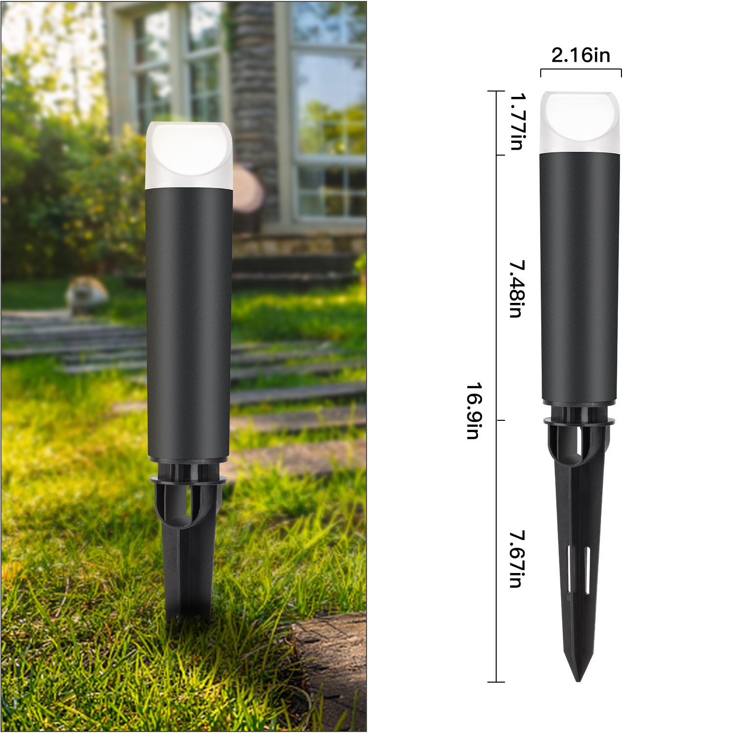 LED Bollard Lights with Ground Spike Base Garden Light Path Light