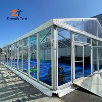 Tente en verre moderne pour salles d'exposition, pavillon transparent spacieux de 20x30m pour salons professionnels, événements commerciaux, conférences industrielles