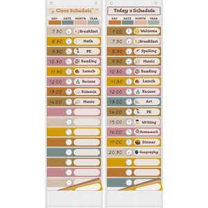 Tabla de Horarios Diarios con Bolsillos, 18+1 Bolsillos, Tarjetas Reutilizables, Tablero Visual de Gestión del Tiempo para Niños, Regreso a Clases - Product Image 1
