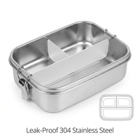 Boîte à lunch étanche en acier inoxydable 304, grand récipient bento en métal avec compartiments séparés pour adultes et enfants