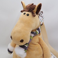 Offre Spéciale court en peluche cheval jouets pour enfants mignon tissu sac à dos et sac avec Logo personnalisé Super doux et haute qualité usine en gros