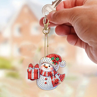 Kit de mosaïque diamantée DIY pour porte-clés de Noël, ornement suspendu, pendentif décoratif en strass, motif dessin animé