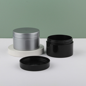 Bouteille de crème à large ouverture personnalisée en noir et <span class=keywords><strong>argent</strong></span>, bouteille en plastique pour poudre dentaire, pot de cire pour cheveux, pot de masque, boîte de crème pour les yeux, boîte de crème pour le visage - Product Image 1