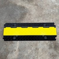 Protector de Cables de Goma de Alta Resistencia de 2 Canales, 100x35x6.5cm, Negro, para Eventos al Aire Libre y Carreteras de Tráfico