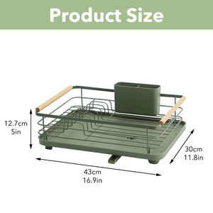Escurridor <span class=keywords><strong>de</strong></span> Platos para Encimera <span class=keywords><strong>de</strong></span> Cocina, Organizador <span class=keywords><strong>de</strong></span> Fregadero <span class=keywords><strong>de</strong></span> Metal con <span class=keywords><strong>Porta</strong></span> Utensilios, Decoración para el Hogar y Apartamento, Tubo <span class=keywords><strong>de</strong></span> Drenaje, Mango <span class=keywords><strong>de</strong></span> <span class=keywords><strong>Madera</strong></span> - Product Image 6