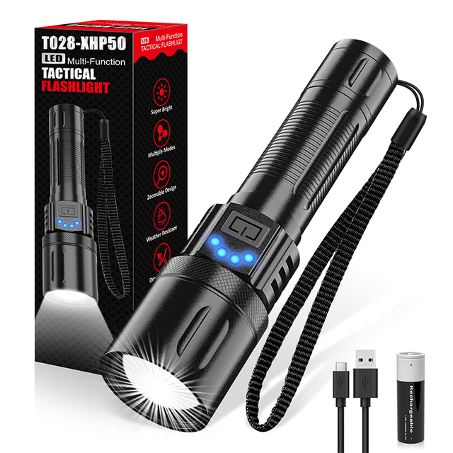 USB Rechargeable Flashlight High Power Camping Waterproof Zoom Tactical Flashlight USA Local Warehouse Delivery
