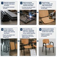Chaise d'écolier en bois avec accoudoirs pour salles de classe et projets éducatifs