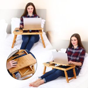 Fujian Zhenghe Zhengfeng Bamboo Industry Co Ltd Laptop <b>Desk</b> <b>Adjustable</b> Foldable Bamboo Tray Table With Drawer For Home <b>Office</b> - Product Image 2
