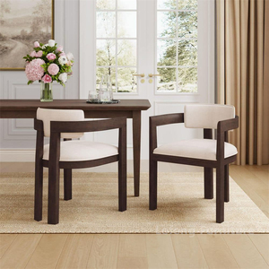 Chaises en bois modernes et écologiques à coussin doux, série Velo, chaise de salle à manger avec revêtement en cuir et pieds en bois de caoutchouc - Product Image 1