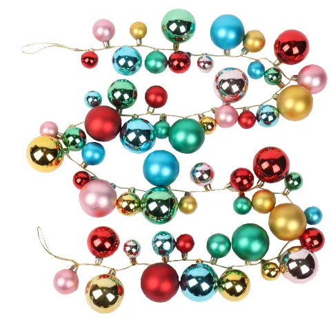 Christmas Garland Balls 6ft Plastic Bauble Garland Wall Decorative Ornaments Xmas Tree Party Home Decoration