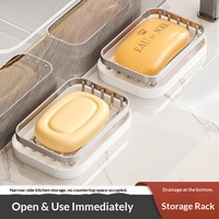 Nouveau porte-savon en acier inoxydable avec égouttoir et étagère de rangement pour comptoir de salle de bain et évier de buanderie