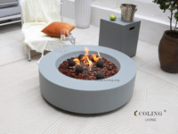 COLG901 Brasero d'extérieur à gaz en fibre de verre et béton CFRC, 65K BTUs, 16KW, avec kit d'allumage pour brûleur au propane/gaz naturel, table de feu