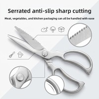 Ciseaux de cuisine en acier inoxydable avec grande poignée en boucle, résistants à la chaleur, pour os, poisson, aliments, ciseaux multi-usages