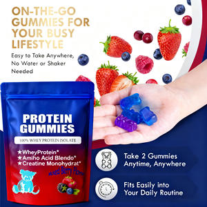 Gummies Protéinés Végétaliens pour Adultes, Marque Privée OEM, <span class=keywords><strong>100</strong></span>% Isolat de <span class=keywords><strong>Whey</strong></span>, Créatine, 60 Unités, Saveur Baies Mixtes, Sans Sucre - Product Image 6