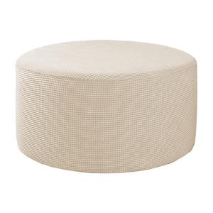 Copri poggiapiedi comodo per poggiapiedi rotondo Beige ottomana per mobili da soggiorno - Product Image 1