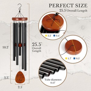 Campana de Viento Moderna de Aluminio para Exteriores, Resistente al Agua y al Viento, Estilo Europeo, para Jardín, 25.5 Pulgadas, Recuerdo - Product Image 2