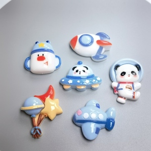 100Pcs/Bag Space Themed Resin Flatback Cabochons <strong>Mini</strong> Panda Planet Rocket <strong>Balloon</strong> Mixed Embellishments DIY Phone Case Decor - Product Image 2