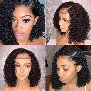 Perruque synthétique Lace Front, <span class=keywords><strong>cheveux</strong></span> courts bouclés africains, 16 pouces, dentelle HD, sans colle, naturelle et volumineuse, plusieurs tailles courtes - Product Image 6