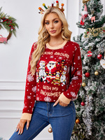 Soldes d'usine : Nouveau pull jacquard en acrylique à manches longues, style slim, pour femme, motif neige de Noël, coupe standard