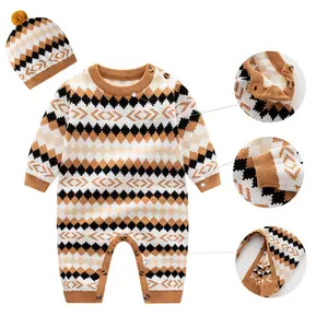 Body tricoté pour bébé, vêtements chauds pour nouveau-né, 100% coton, automne et hiver
