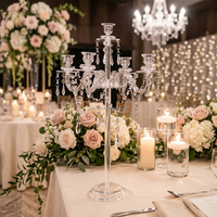 Candélabre à 5 bras en acrylique, porte-bougie, centre de table de mariage, support à fleurs, chandelier de fête, décoration pour mariage
