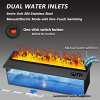 Cheminée à vapeur d'eau encastrée, double système d'eau, couleur de la flamme réglable, télécommande, construction métallique, usage domestique et hôtelier, version anglaise