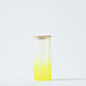Bouteille d'eau en verre en forme de canette de bière 18 oz, gobelet vierge pour sublimation, gobelet givré 18 oz, bocal Mason avec couvercle et paille - Product Image 4
