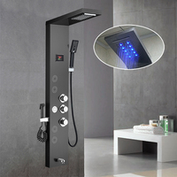 Panel de Ducha Inteligente con Pantalla LED Digital, 6 Funciones, Moderno, de Acero Inoxidable 304, con Jets de Spa en Cascada, para Baño