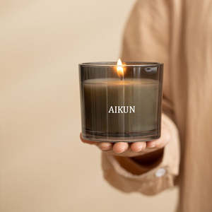 AIKUN OEM ODM Bougies parfumées à la cire de soja en pot en céramique, fabrication artisanale, respectueuses de l'environnement, fourniture d'usine pour la maison, Diwali - Product Image 1