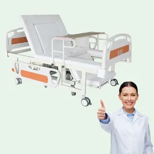 Véritable photo manuel ABS Castor table perfusion soutien soins de santé médical utilisé lit d'hôpital électrique