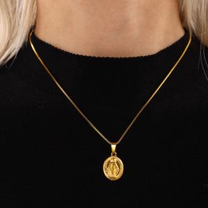 สร้อยคอแฟชั่นสไตล์ฮิปฮอปย้อนยุค รูปวงรีพระแม่มารี วัสดุสแตนเลสสตีล ทนความร้อน ดีไซน์ทันสมัยคลาสสิก - Product Image 3