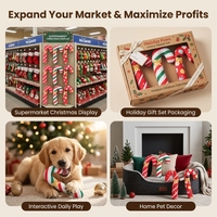 Jouets pour chiens en peluche écologiques en forme de canne à sucre de Noël, couineurs interactifs, à mâcher, pour la dentition des chiots, durables, doux, cadeau pour animaux de compagnie, remplissage de chaussette de Noël