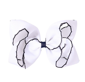 OKAY Custom 6 pulgadas <span class=keywords><strong>JOJO</strong></span> Grosgrain Hair Clip Bows con Moon Stitch Trim Edge para Baby Girl Accesorios - Product Image 4