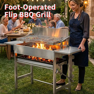 Grill à pieds en acier inoxydable, portable, grand format, réglable, professionnel, <span class=keywords><strong>pour</strong></span> <span class=keywords><strong>barbecue</strong></span> extérieur, rôtissoire, direct usine - Product Image 5