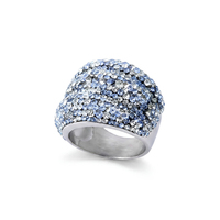 Bague de luxe fantaisie pour femme, entièrement sertie de zircons, avec imitation de corindon bleu, grande et imposante