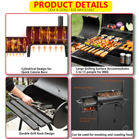 Petit barbecue à charbon de bois en métal pour la maison, double grille personnalisée, peinture noire en fer, chariot de barbecue pour l'extérieur
