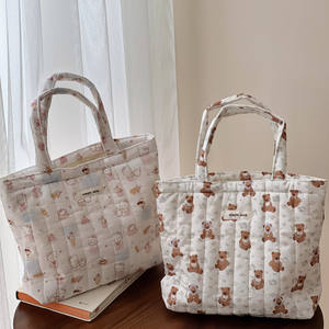 Özel Logolu Sevimli Karikatür Hayvan Baskılı Kapitone El Çantası - Kalınlaştırılmış Küçük Pamuklu Çanta Anne Omuz Çantası - Product Image 1