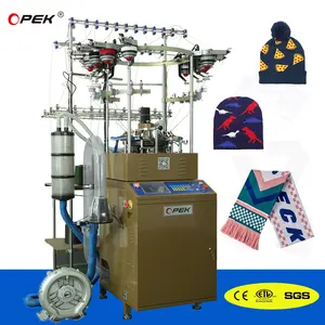 OPEK Automatic Jacquard Scarf Making Machine Touch Screen Servo Motor Hat Machines Yellow Woolen Handmade Hat Machine Circular