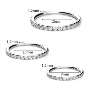Nhẫn khuyên mũi Titanium zircon trong suốt Poennis Astm F136, kích thước 6 8 10mm, kiểu <span class=keywords><strong>clicker</strong></span>, dành cho nữ và nam - Product Image 5