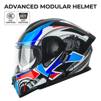 Casque de moto modulaire 4 saisons avec visière anti-buée, double visière, ABS, intégral, pour hommes et femmes