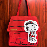Sac fourre-tout en toile à l'épaule motif Snoopy, grand sac de shopping tendance, sac à main léger