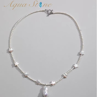 Collier à breloques en perles baroques bohèmes avec boucle en cuivre plaqué or - Matériel naturel certifié CE ASTM REACH - Bijoux de mode